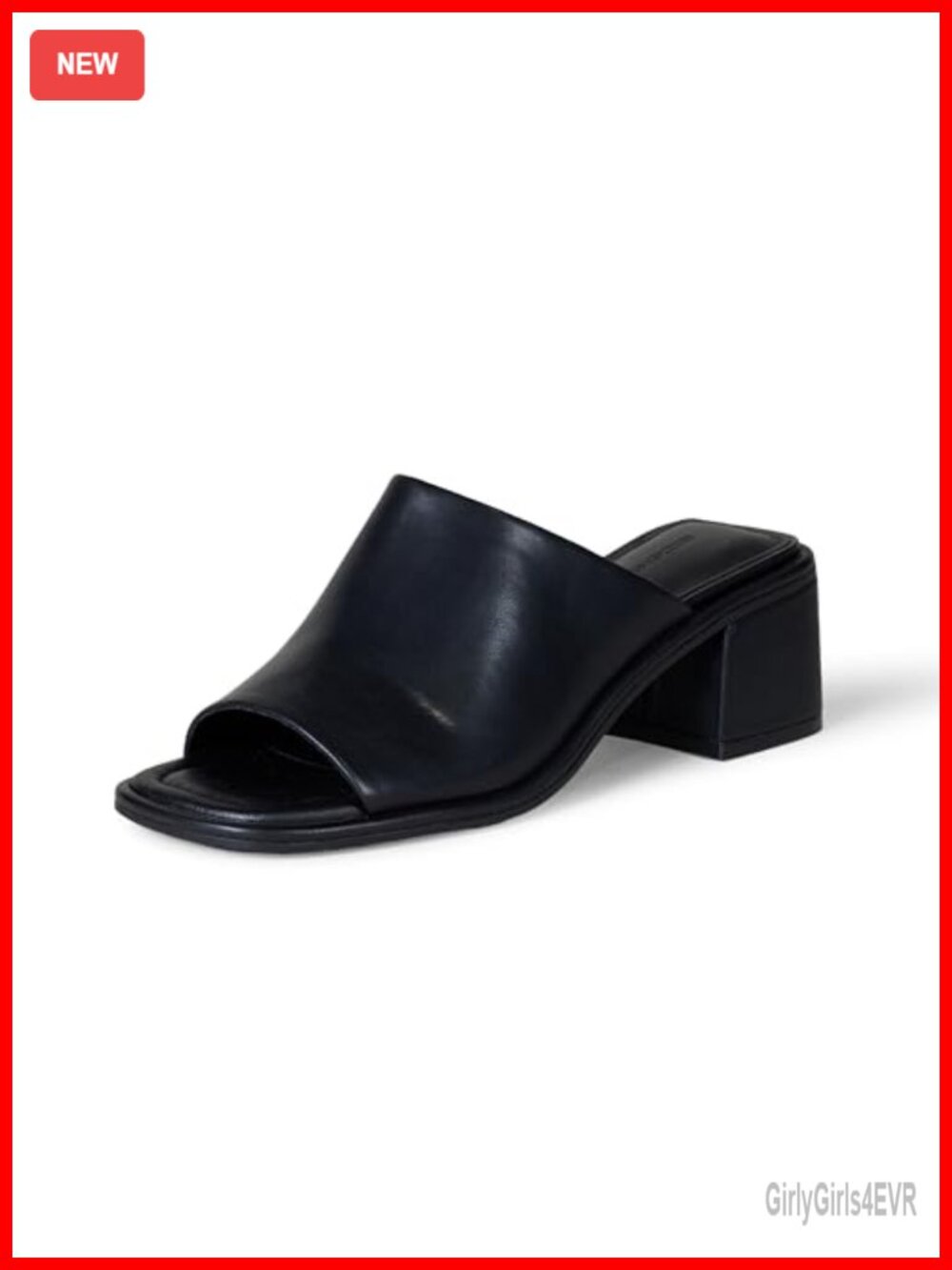 Faux Leather Block Heel Mule Sandal with Memory Foam